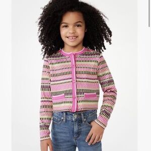 Scoop NYC Girls Multi Colored Cropped Button Cardigan Size Large (10-12) NEW
